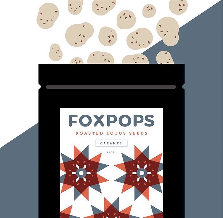 FOXPOPS roasted lotus seeds pack design